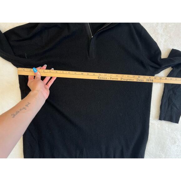 White Warren Sweater XL Black 100% Cashmere Long Sleeve 1/4 Zip - Picture 4 of 8